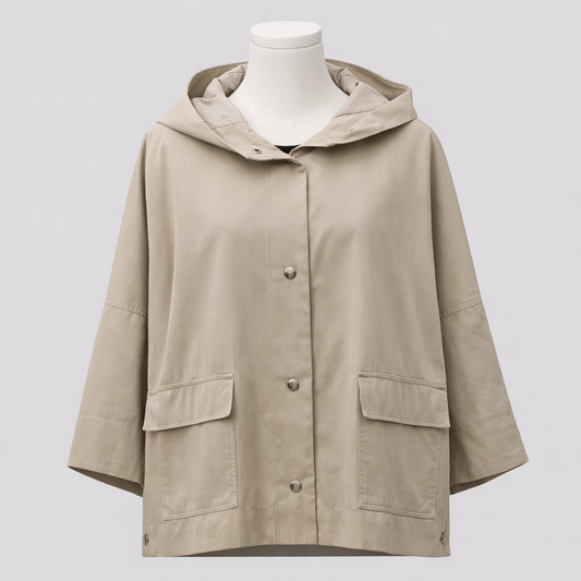 Veste beige à capuche – Élégance moderne