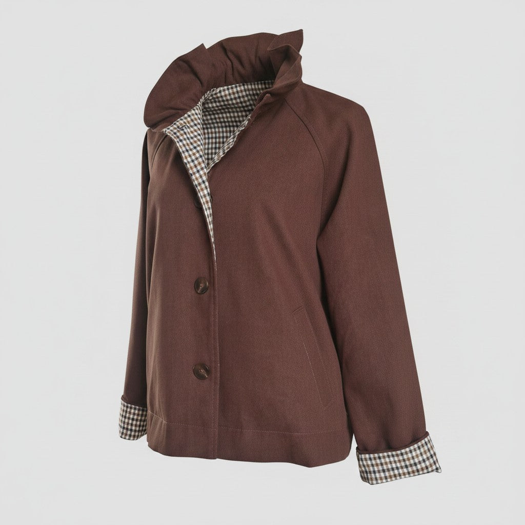 Veste Casual Marron – Doublure Vichy