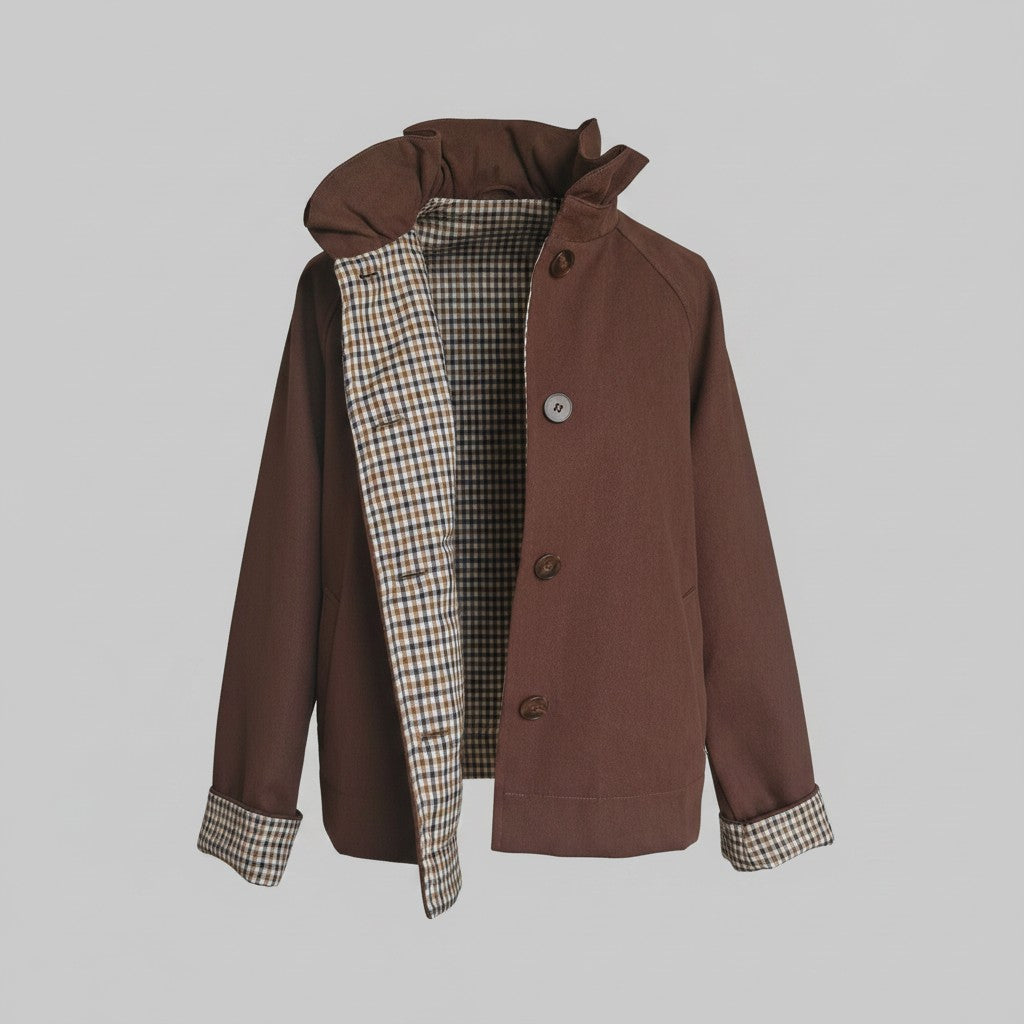 Veste Casual Marron – Doublure Vichy