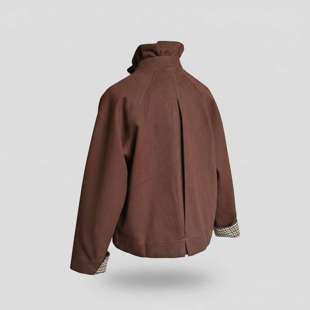 Veste Casual Marron – Doublure Vichy