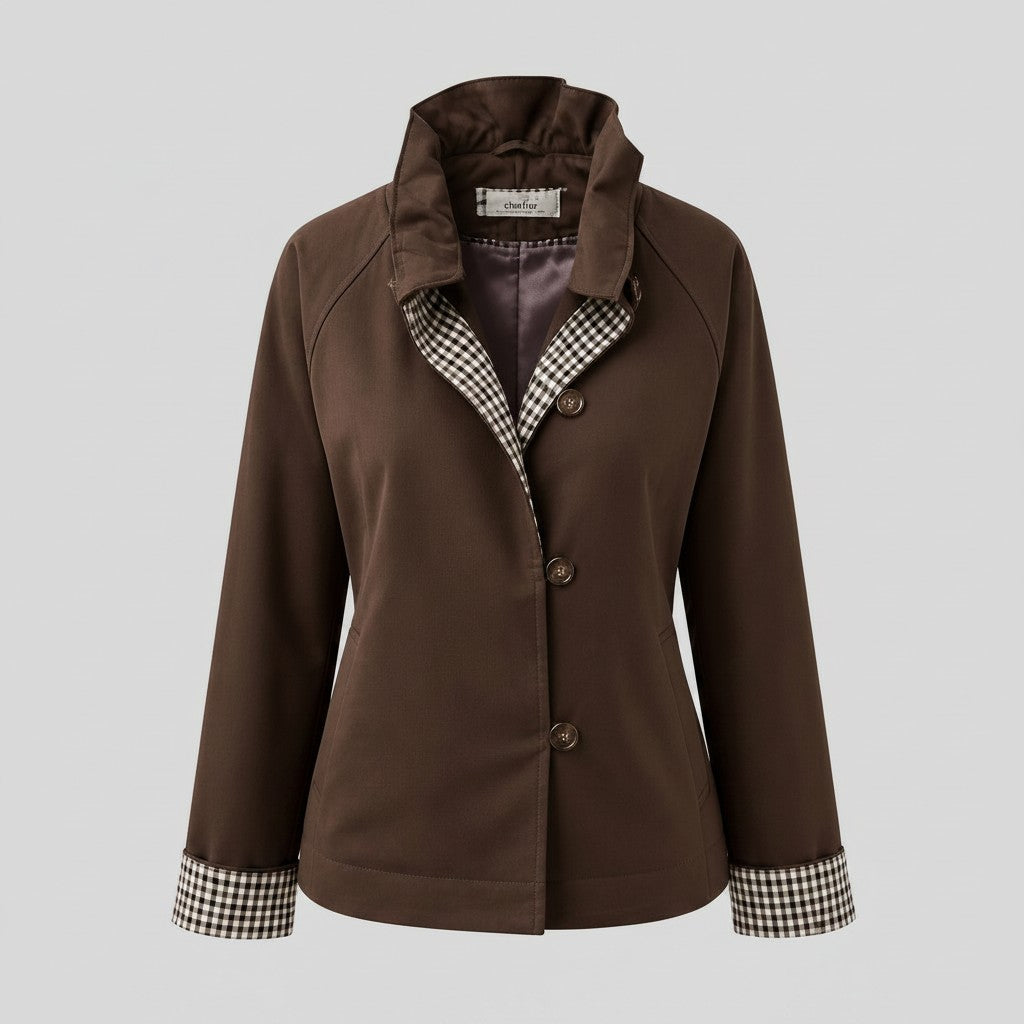Veste Casual Marron – Doublure Vichy