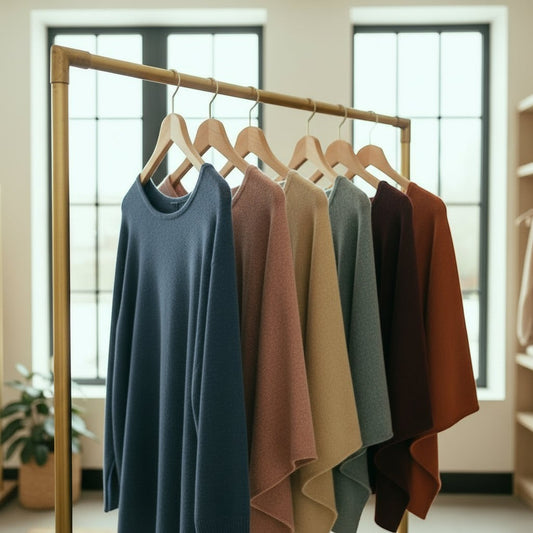 La Vie Continue loose fit wide sleeve knit sweater in various colors: navy, rose, beige, sage green, burgundy, rust.